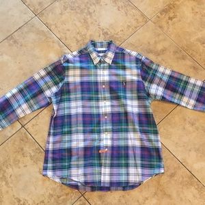 XL Plaid Polo Button Down Casual Shirt